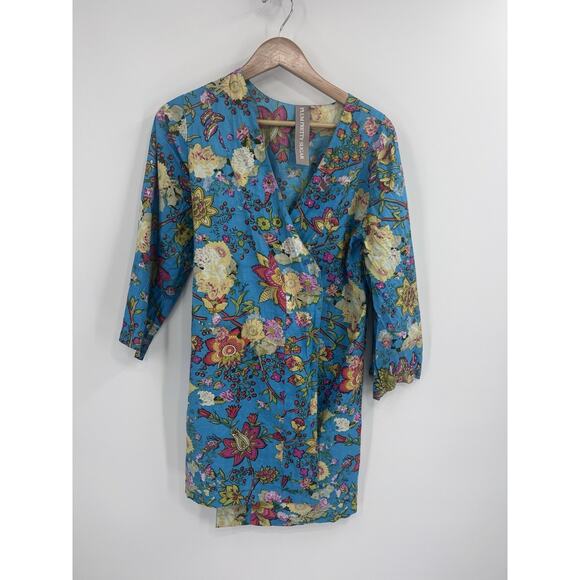 Plum Other - Plum Pretty Sugar Blur Bold Floral Robe XS Missing Tie